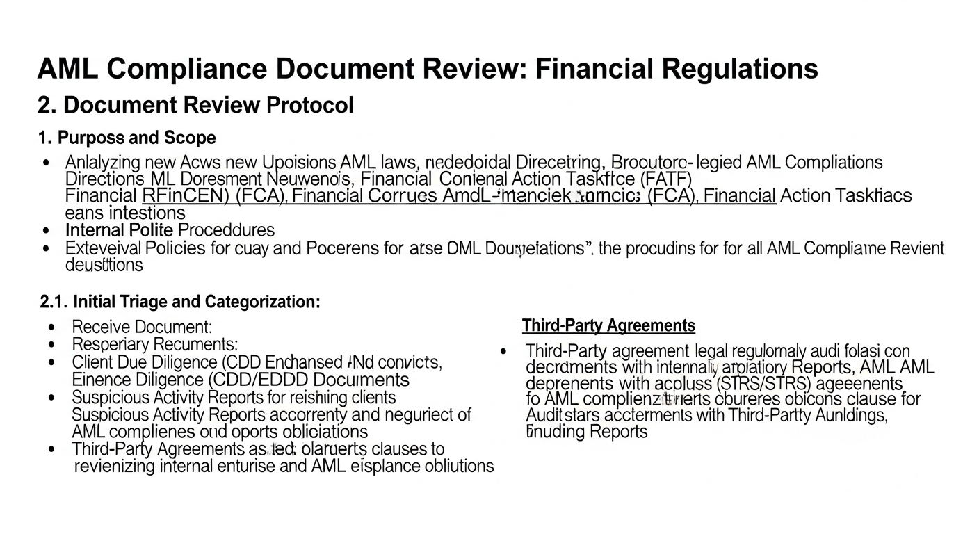 AML compliance document review financial regulations anti-money laundering