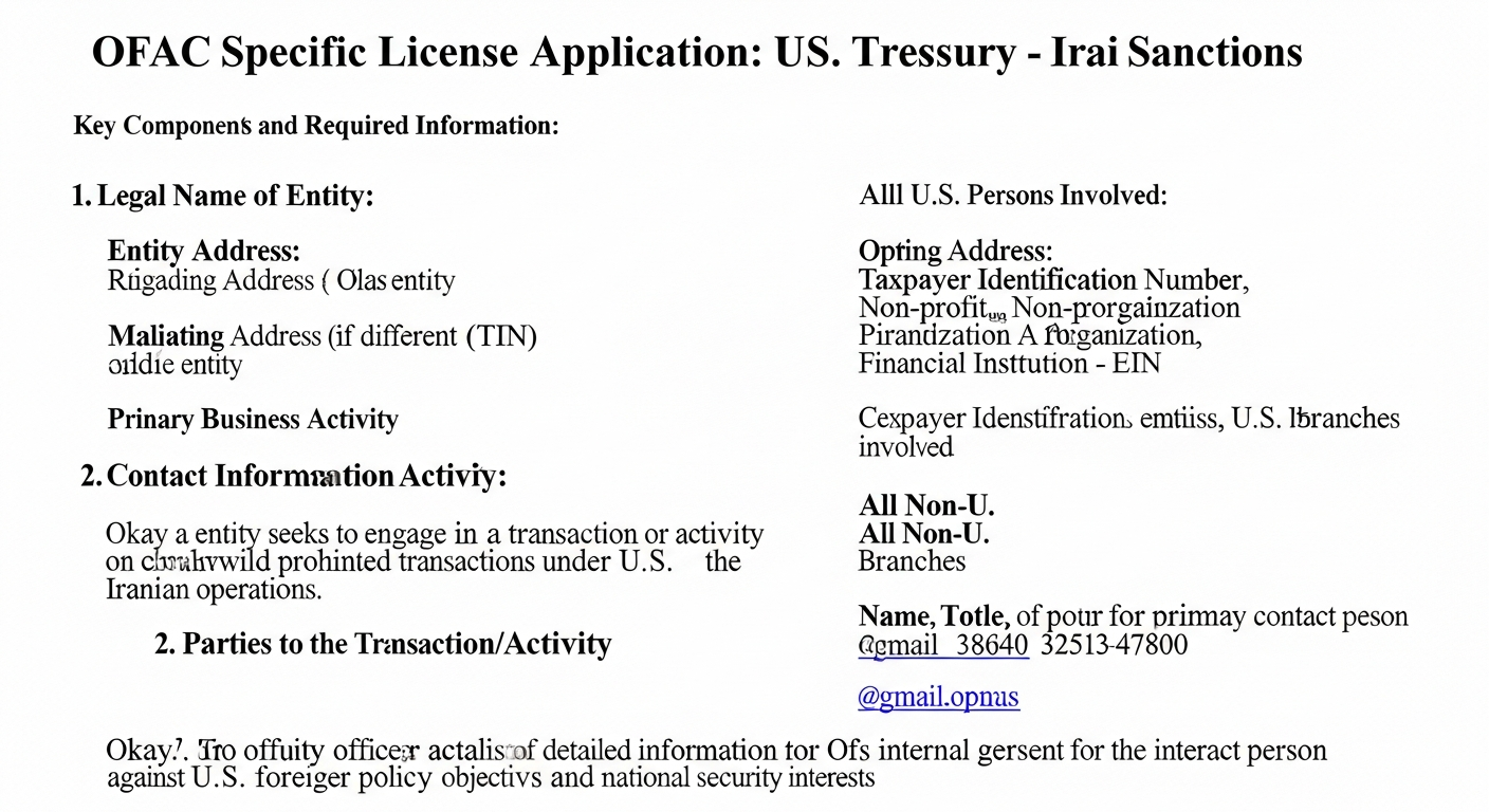 OFAC specific license application for Iran sanctions