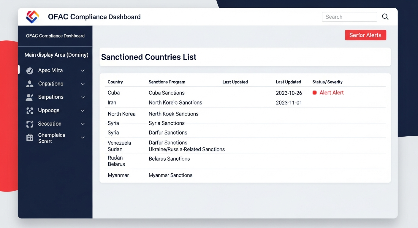 OFAC compliance screening sanctioned countries list official document