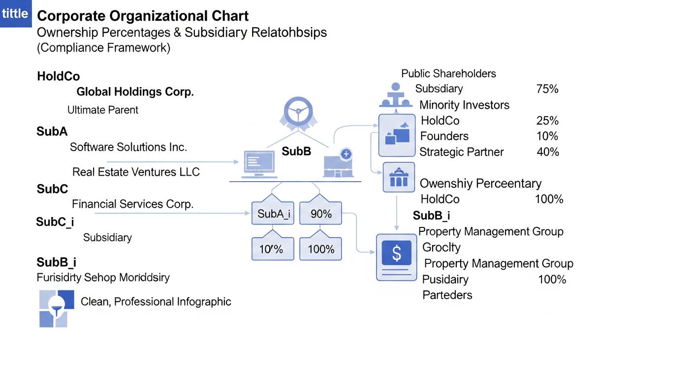 OFAC 50 percent rule — corporate ownership structure and compliance chart